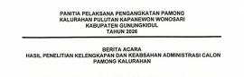 Panitia Pelaksana Umumkan Hasil Penelitian Administrasi Calon Pamong Kalurahan Pulutan Tahun 2026